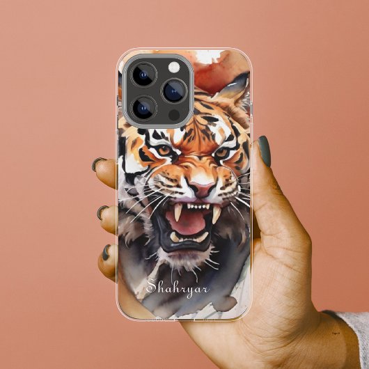Roaring Tiger Watercolor Personalisieren Dschungel Case-Mate iPhone Hülle