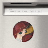 Roaring Twenties 1920er Flapper Girl in Red Hat Magnet (In Situ (Geschirrspüler))
