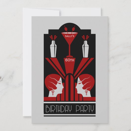 Roaring Twenties Art Deco Geburtstag Einladung (Vorderseite)