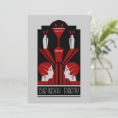 Roaring Twenties Art Deco Geburtstag Einladung (Stehend Vorderseite)