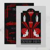 Roaring Twenties Art Deco Geburtstag Einladung (Vorne/Hinten)