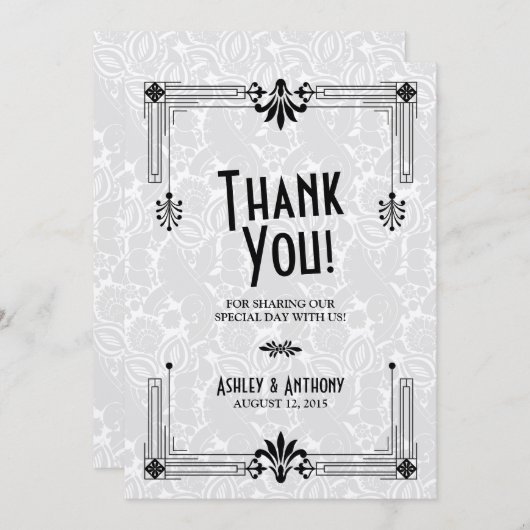 Roaring Twenties Art Deco Wedding Dankeschön Card Dankeskarte (Vorne/Hinten)