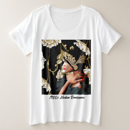 "Roaring Twenties Flapper Girl" Große Größe T-Shirt (Design vorne)