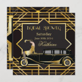Roaring Twenties Gatsby Style Brautparty Einladung (Vorne/Hinten)