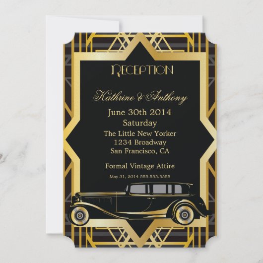 Roaring Twenties Gatsby Style Empfang Einladung (Vorderseite)