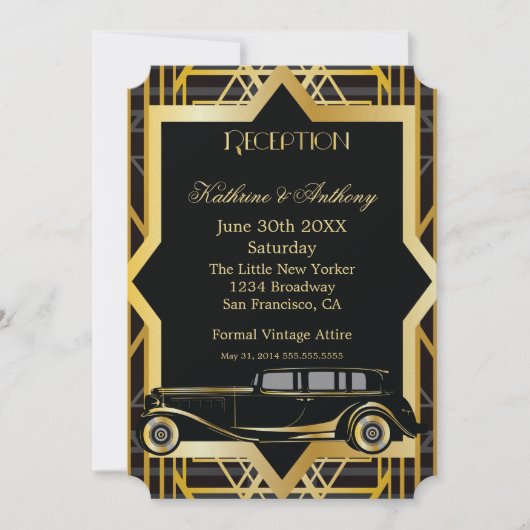 Roaring Twenties Gatsby Style Empfang Einladung (Vorderseite)