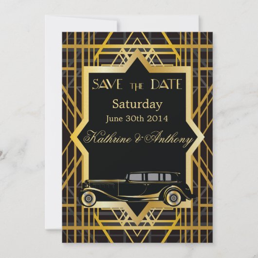 Roaring Twenties Gatsby Style Save the Date (Vorderseite)