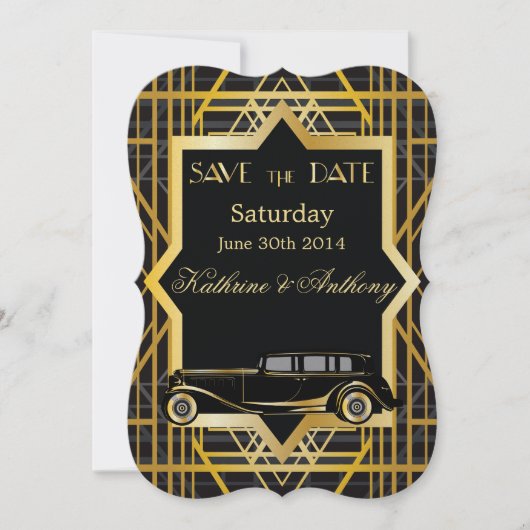 Roaring Twenties Gatsby Style Save the Date (Vorderseite)
