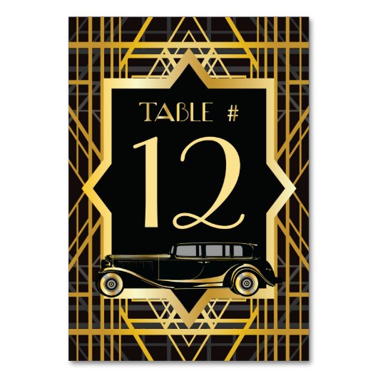 Roaring Twenties Gatsby Style Tischnummer (Vorderseite)