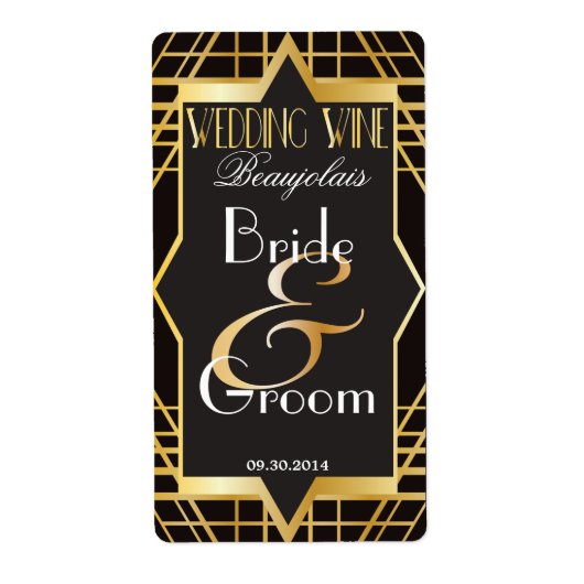 Roaring Twenties Gatsby Style Wedding Wine Label (Vorne)