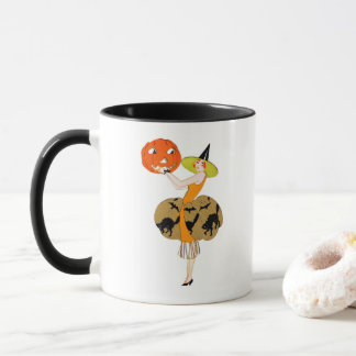 Roaring Twenties Girl mit Jack-o-Lantern Tasse