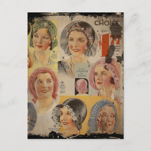 Roaring Twenties Hat-Werbung Postkarte (Vorderseite)