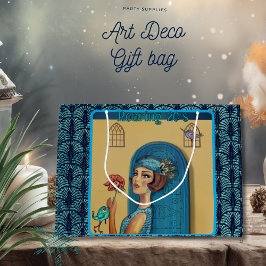 Roaring Twenties Revival Art Déco Blau Große Geschenktüte