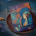 Roaring Twenties Revival Art Deco Puzzle<br><div class="desc">Dieses Design wurde im Art-Déco-Stil inspiriert. Die Art-Déco-Dame aus den 20er Jahren ist in einem schönen,  farbenfrohen Hintergrund in Orange,  Blau und lila Tönen gehalten. Viel Spaß beim Gebäude dieses schönen Puzzles.</div>