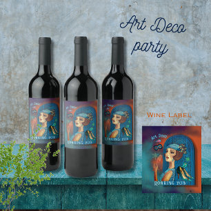 Roaring Twenties Revival Art Deco Weinetikett