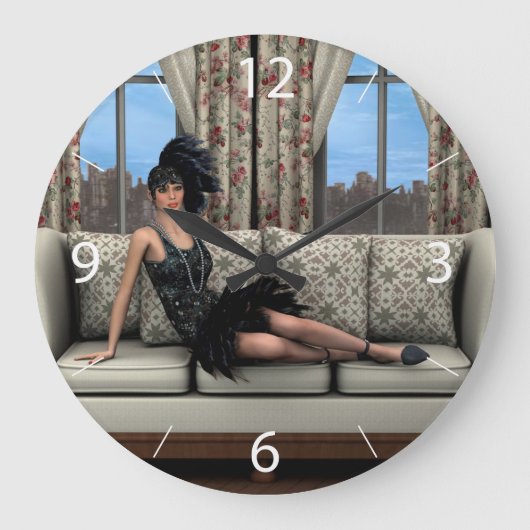 Roaring Twenties Vintag Retro 20. 30. Jahre Große Wanduhr (Vorderseite)