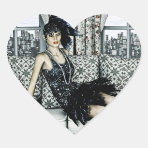 Roaring Twenties Vintag Retro 20. 30. Jahre Herz-Aufkleber