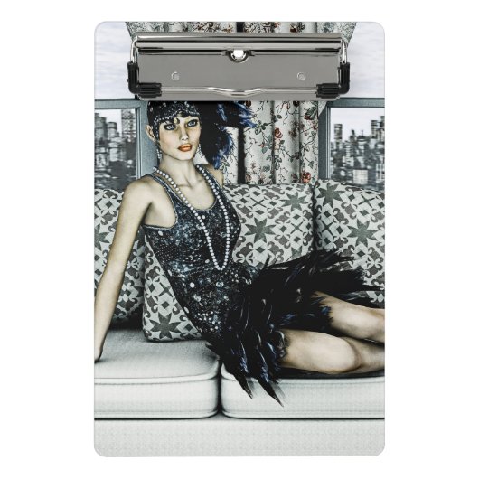 Roaring Twenties Vintag Retro 20. 30. Jahre Mini Klemmbrett (Vorderseite)