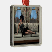 Roaring Twenties Vintag Retro 20. 30. Jahre Silbernes Ornament (Rechts)