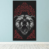 Roaring Viking Bear Leinwanddruck (Insitu (Holzboden))