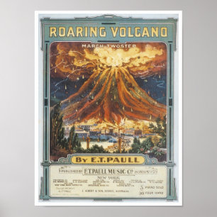Roaring Volcano Vintag Songbook Cover Poster