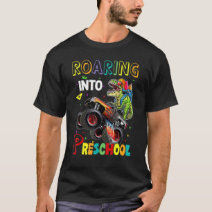 Roaring Vorschool Dinosaurier Monster Truck zurück T-Shirt