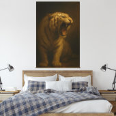 Roaring White Tiger – Fine Art Premium Canvas Prin Leinwanddruck (Insitu (Schlafzimmer))