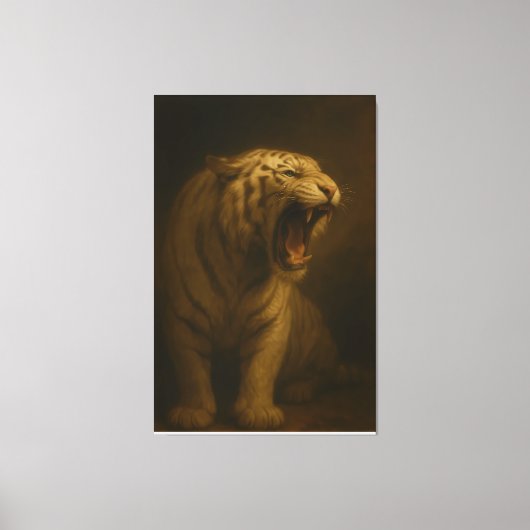 Roaring White Tiger – Fine Art Premium Canvas Prin Leinwanddruck (Vorderseite)