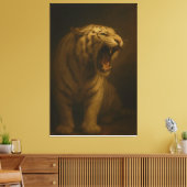 Roaring White Tiger – Fine Art Premium Canvas Prin Leinwanddruck (Insitu (Wohnzimmer))