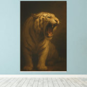 Roaring White Tiger – Fine Art Premium Canvas Prin Leinwanddruck (Insitu (Holzboden))