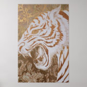 Roaring White Tiger Poster – Ornate Gold Design (Vorne)