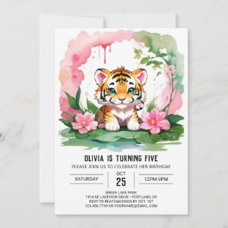 Roaring Wild One Tiger Thema Geburtstag Einladung
