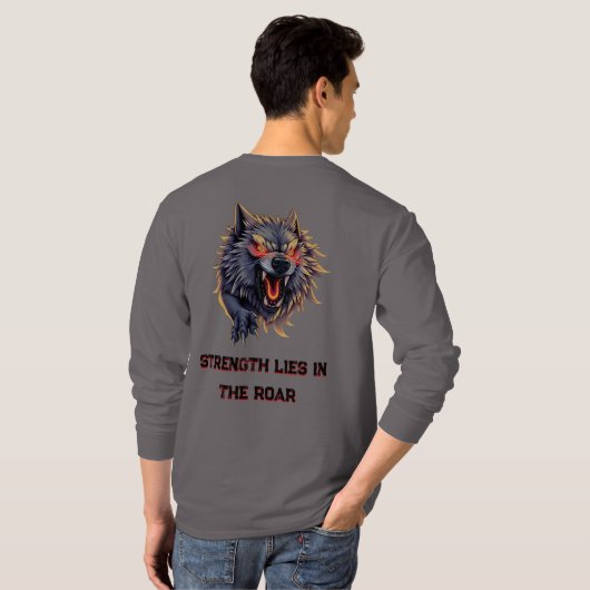 Roaring Wolf - Fierce Attitude Graphic Design T-Shirt (Schwarz voll)