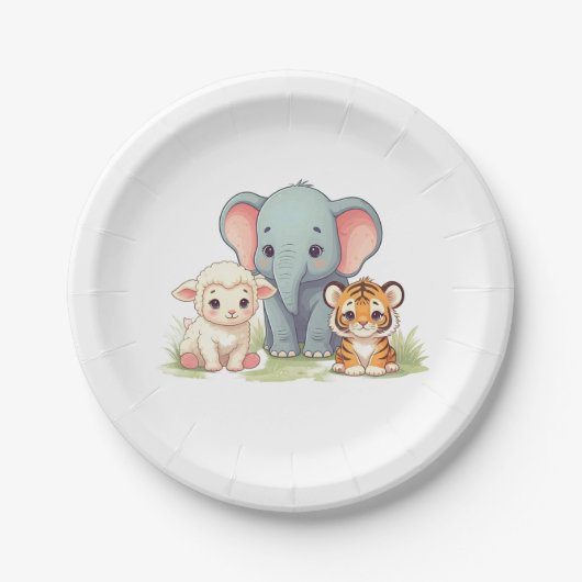 Roaring Zoo Birthday Paper Plate Pappteller (Vorderseite)