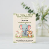 Roaring Zoo Birthday Postcard Postkarte (Stehend Vorderseite)