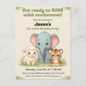 Roaring Zoo Birthday Postcard Postkarte (Vorderseite)