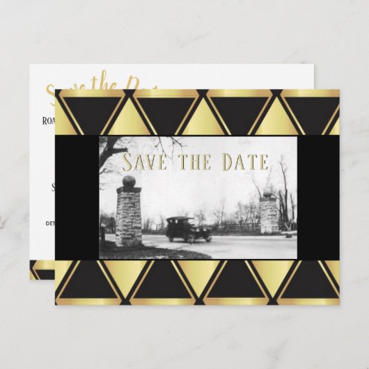 Roaring Zwanzig Save the Date Ankündigungspostkarte (Vorne/Hinten)