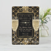 Roaring Zwanziger Neujahrssekt Einladung (Stehend Vorderseite)