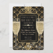 Roaring Zwanziger Neujahrssekt Einladung (Vorderseite)