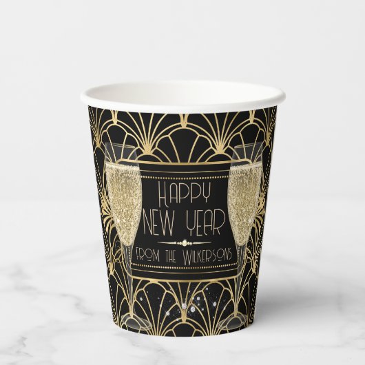 Roaring Zwanziger Neujahrssekt Pappbecher (Rückseite)