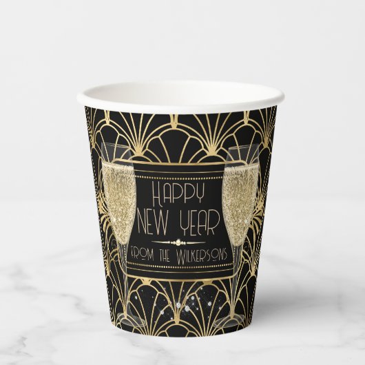 Roaring Zwanziger Neujahrssekt Pappbecher (Vorderseite)