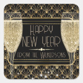 Roaring Zwanziger Neujahrssekt Quadratischer Aufkleber (Vorderseite)