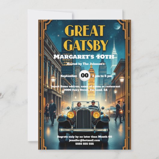 Roaring Zwanziger Retro-Dodge-Auto der 1920er Jahr Einladung (Vorderseite)