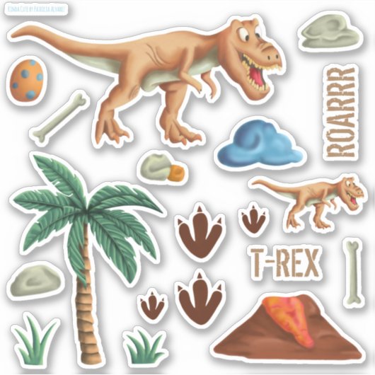 Roarrr Dinosaur T-Rex Thema "Tierische Prints" Aufkleber (Vorderseite)