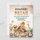 Roarrr Jurassic Dinosaur Boy Dino Birthday Party Einladung (Vorderseite)