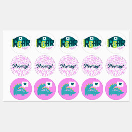 Roarsome 2. Girls Geburtstagsparty Etiketten