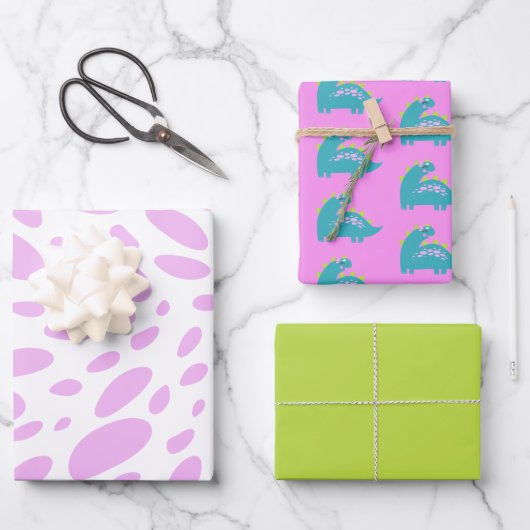 Roarsome 2. Girls Geburtstagsparty Geschenkpapier Set (Vorderseite)