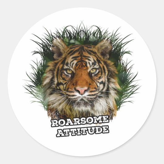 Roarsome Attitude Runder Aufkleber (Vorderseite)