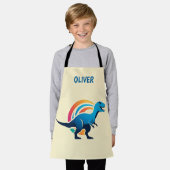 Roarsome Blue T-rex Personalisiert Schürze (Getragen)