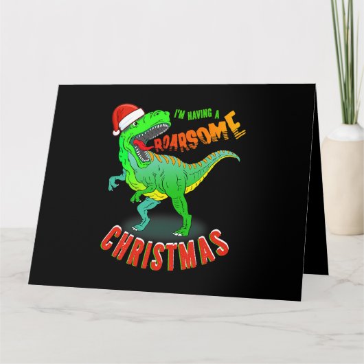 ROARSOME Christmas T Rex Dinosaur Kids Karte (Vorderseite)